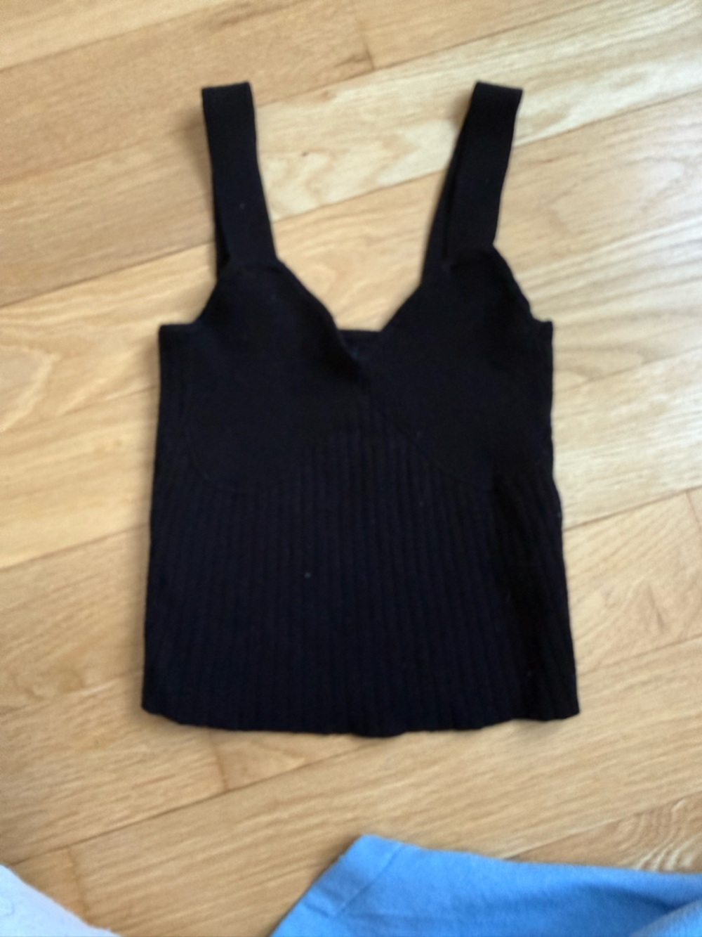 Forever 21 Black Ribbed Knit Tank Top with Straps